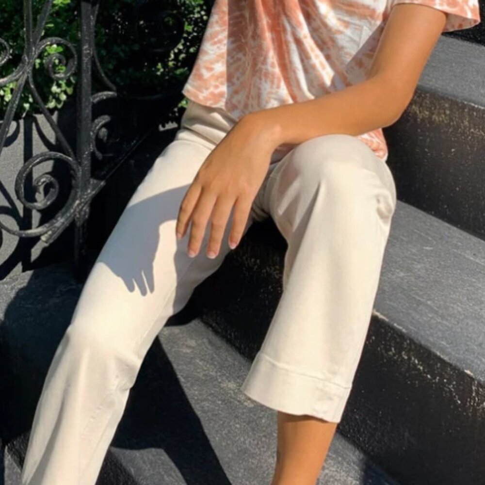 Everlane Cropped Wide-Leg Pants in Cream